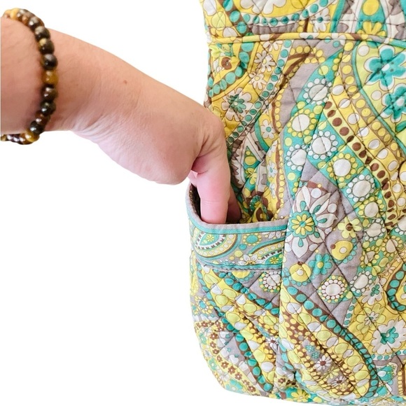 Vera Bradley Campus Tote bag RETIRED Lemon Parfait pattern yellow turquoise - Picture 2 of 9